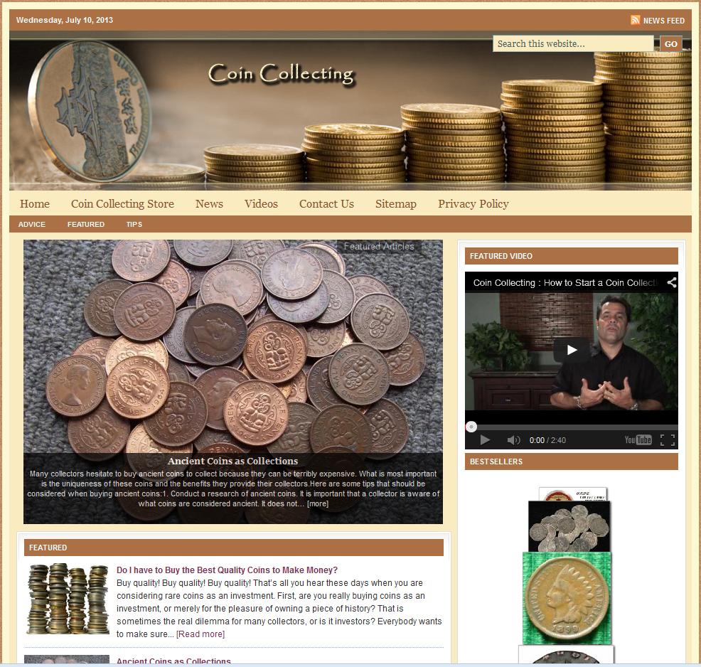 PreBuilt Coin Collecting Niche Website TurnkeyPages