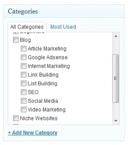 sub-categories wordpress