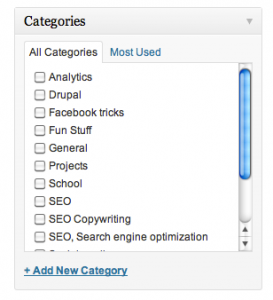 wordpress categories